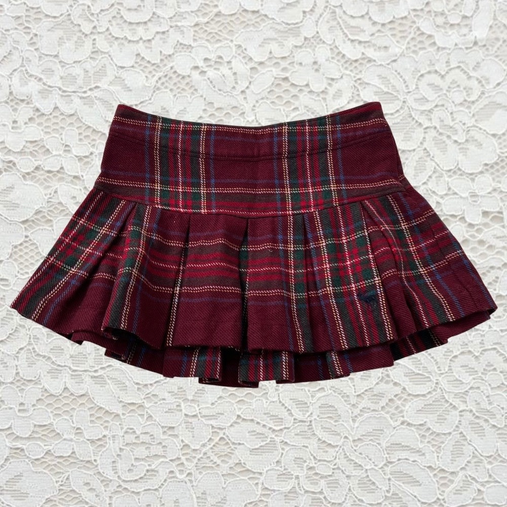 vintage abercrombie pleated plaid mini skirt